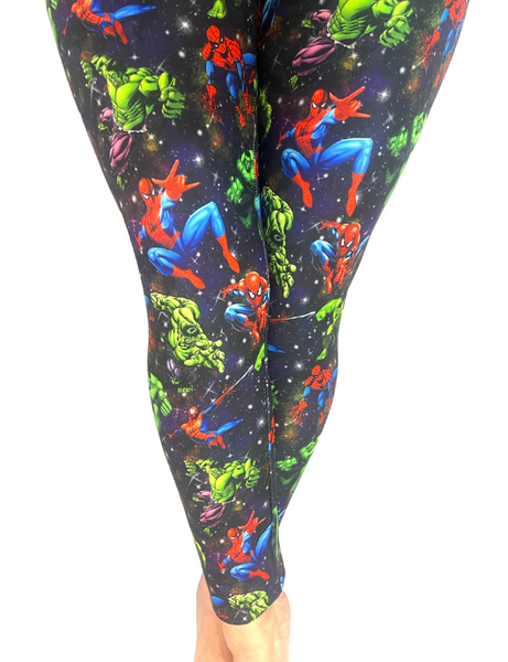 ONE SIZE MARVEL SUPERHERO YOGA BAND LEGGINGS Luv 21 Leggings Apparel Inc