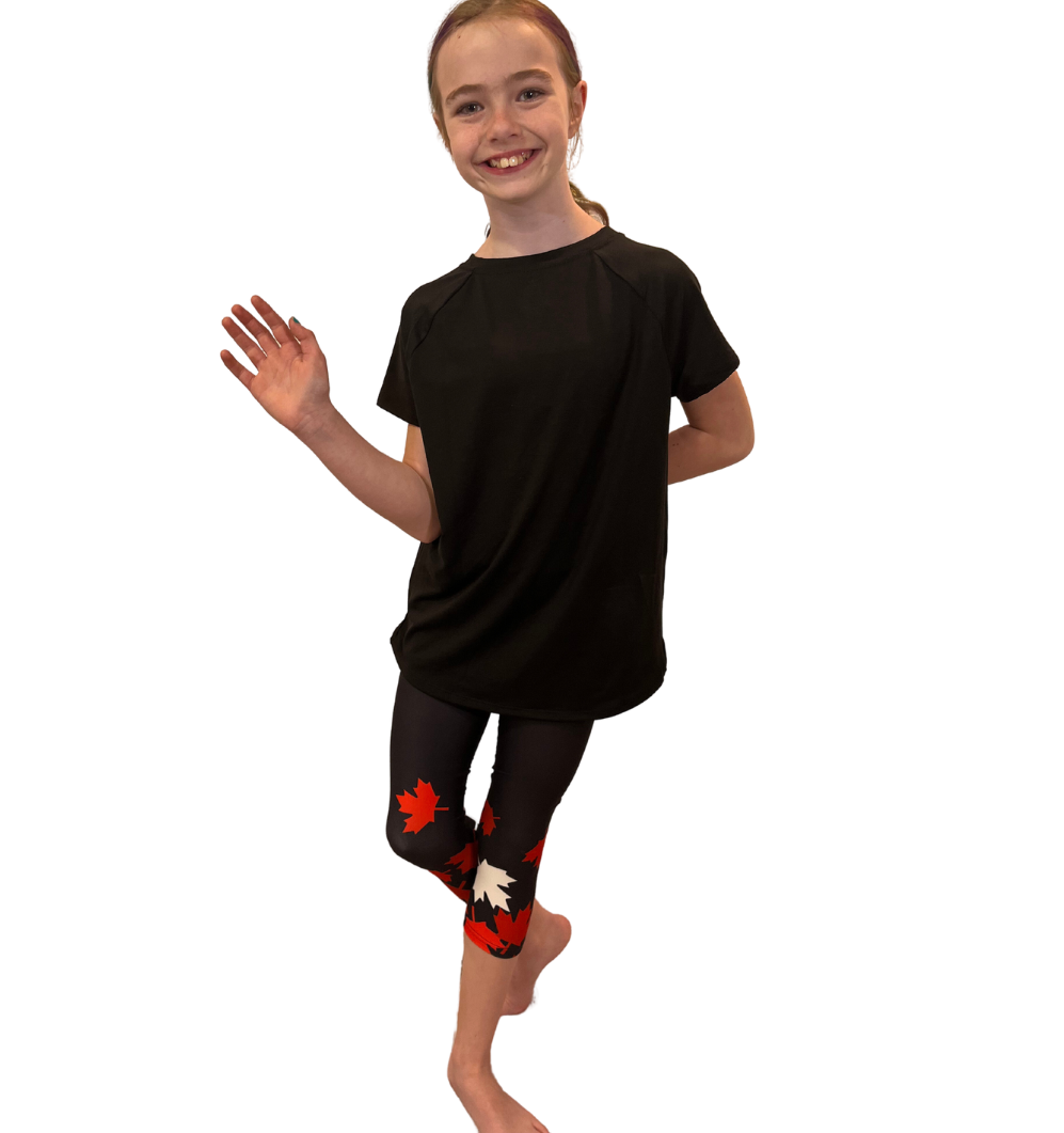 TWEEN WEARING CANADA DAY LEGGINGS