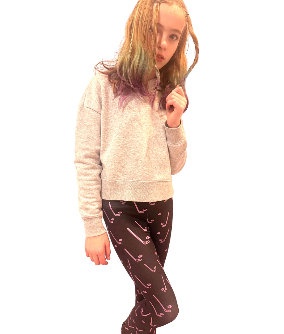 TWEEN WEARING HOCKEY LEGGINGS