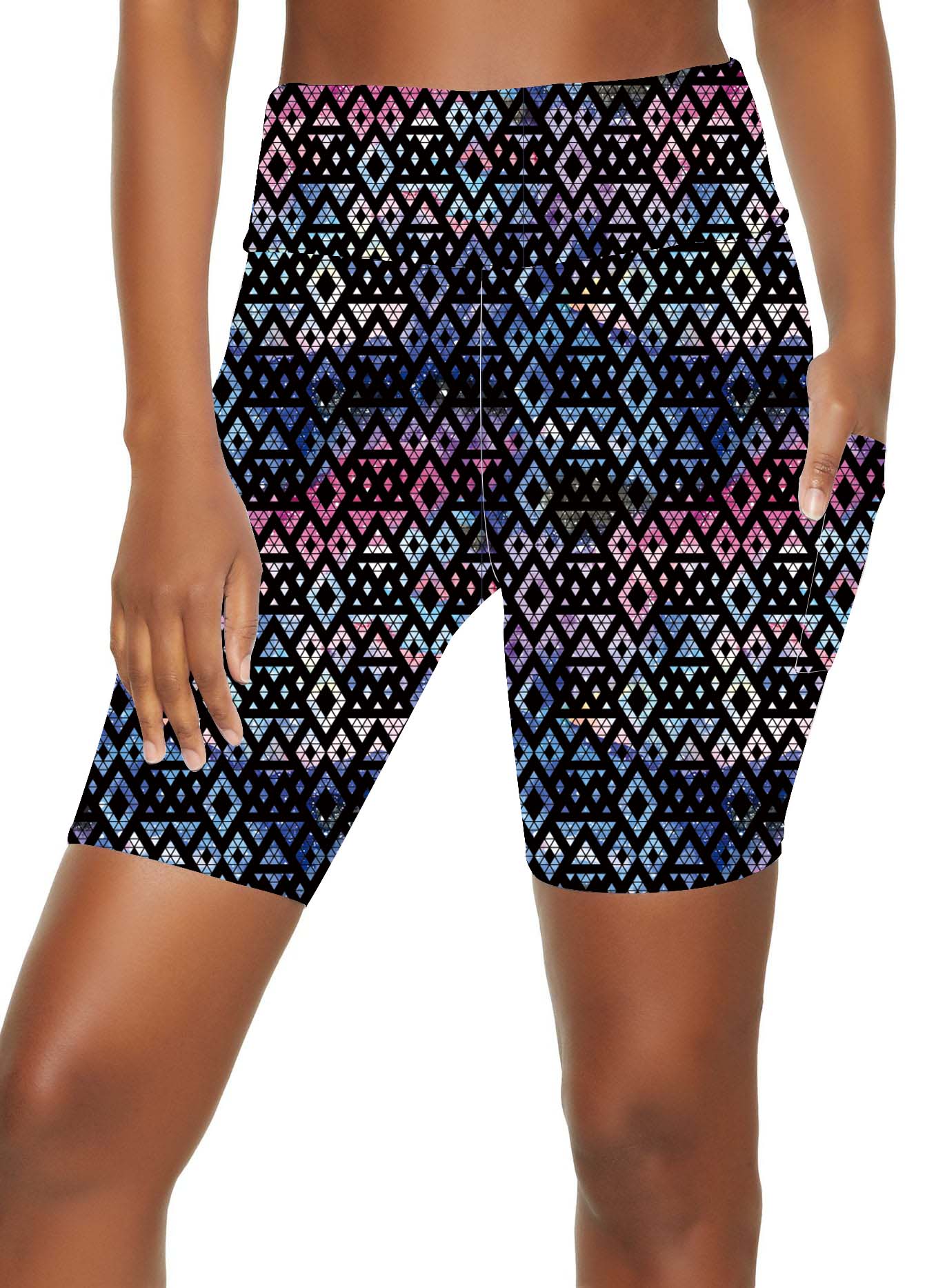 ONE SIZE PATTERNED BIKE SHORTS WITH POCKETS