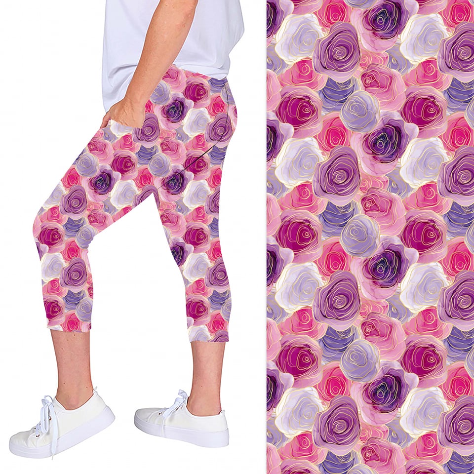 ONE SIZE PATTERNED CAPRIS WITH POCKETS