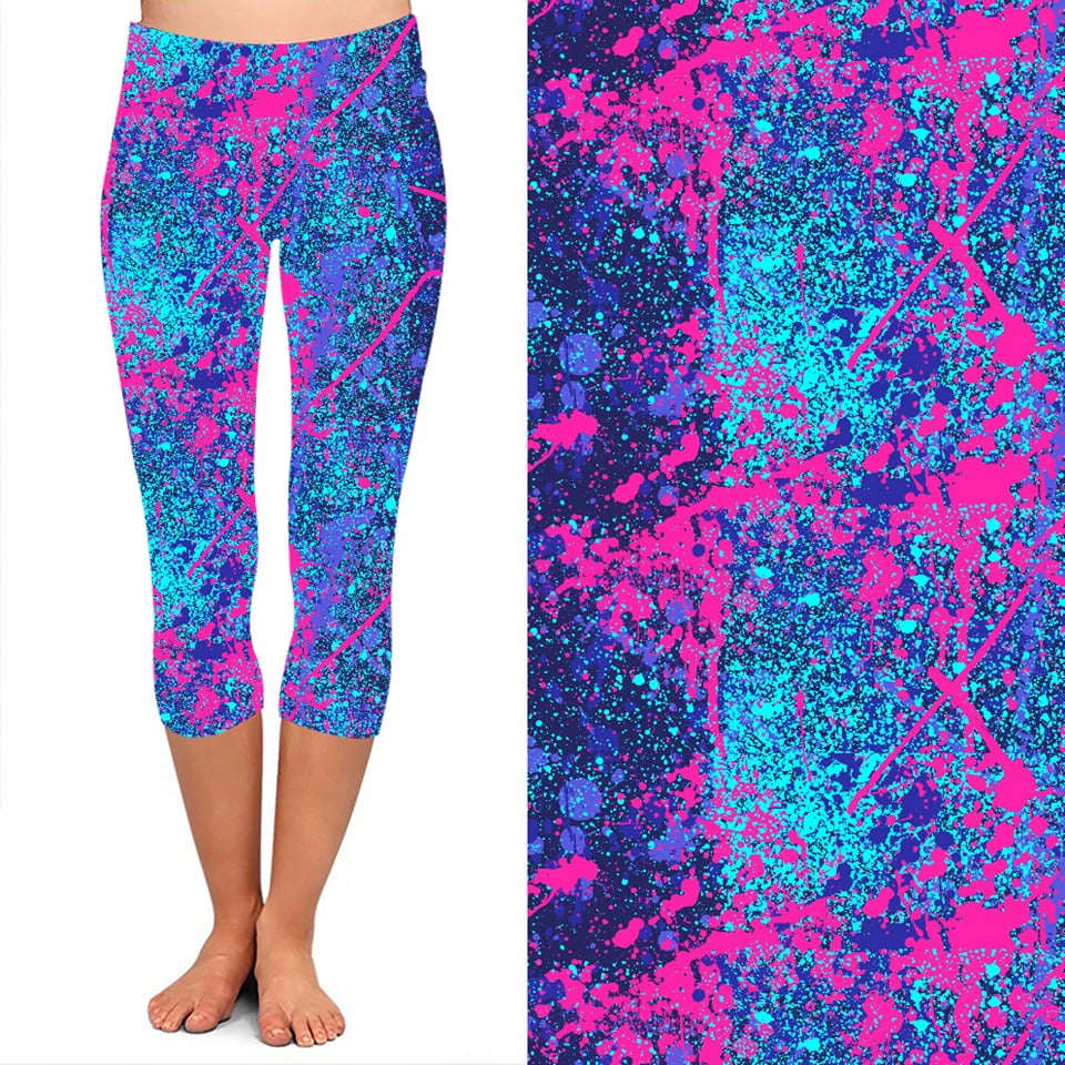 EXTRA PLUS BLUE AND PINK TIE-DYE LEGGING CAPRIS